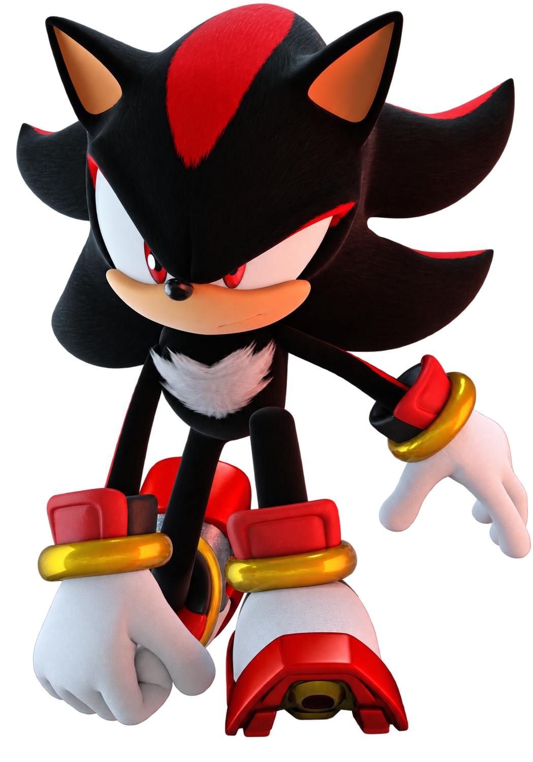 Shadow the Hedgehog reaches forward from the center of the Shadorux home page