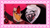 Alastor smiling with Rosie decorative stamp